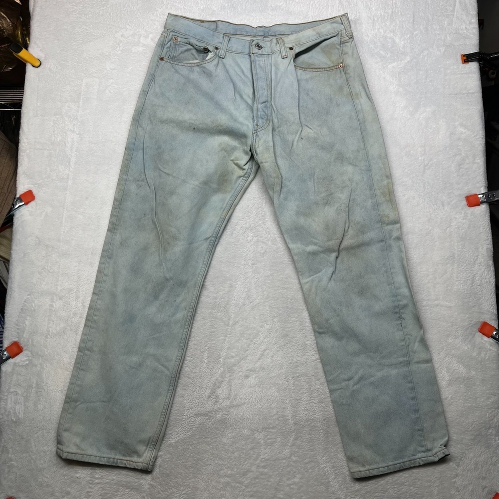 Vintage 90s Levi's 501 Jeans Mens Blue Denim Classic Button Fly USA Made - 34X30